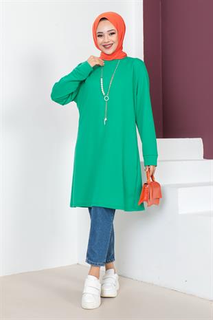 Basic Tesettür Tunik - Benetton Yeşili