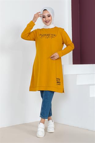 Baskılı Tesettür Tunik-Safran