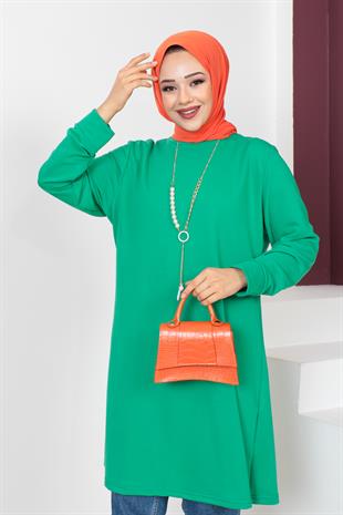 Basic Tesettür Tunik - Benetton Yeşili