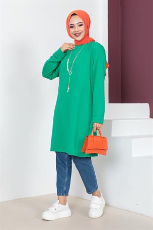 Basic Tesettür Tunik - Benetton Yeşili