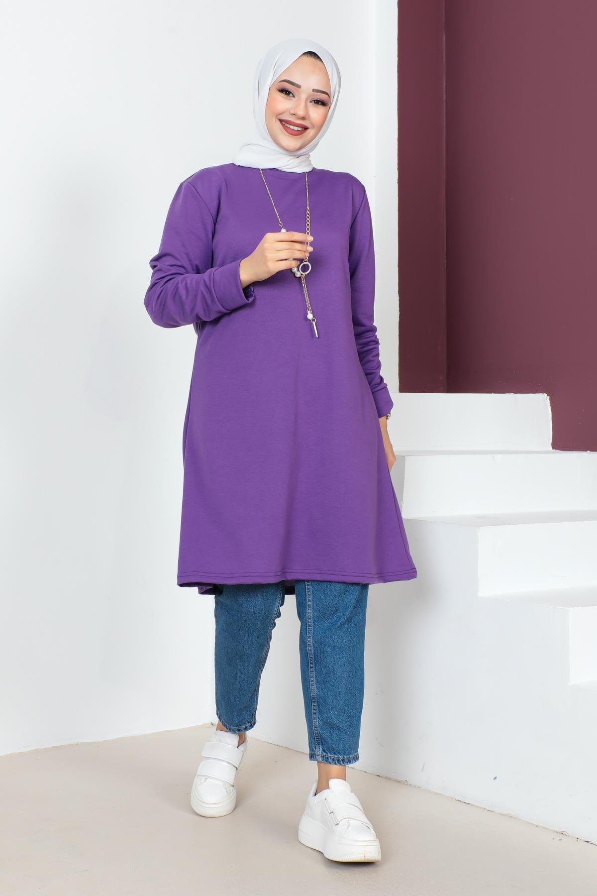 Kolyeli Tesettür Tunik Modelleri - Affan Moda