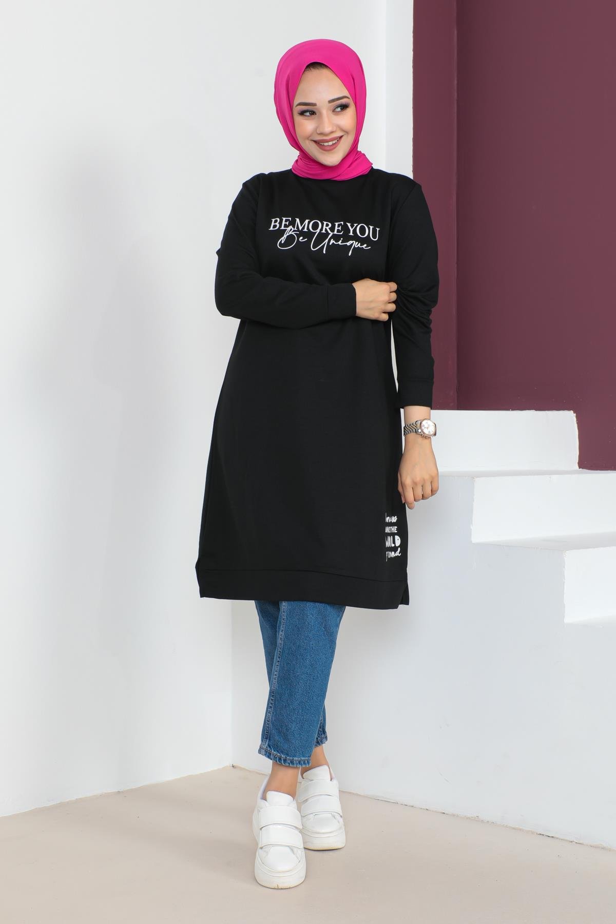 Affan Moda | Baskılı Tesettür Tunik - Şık ve Modern Tesettür Giyim