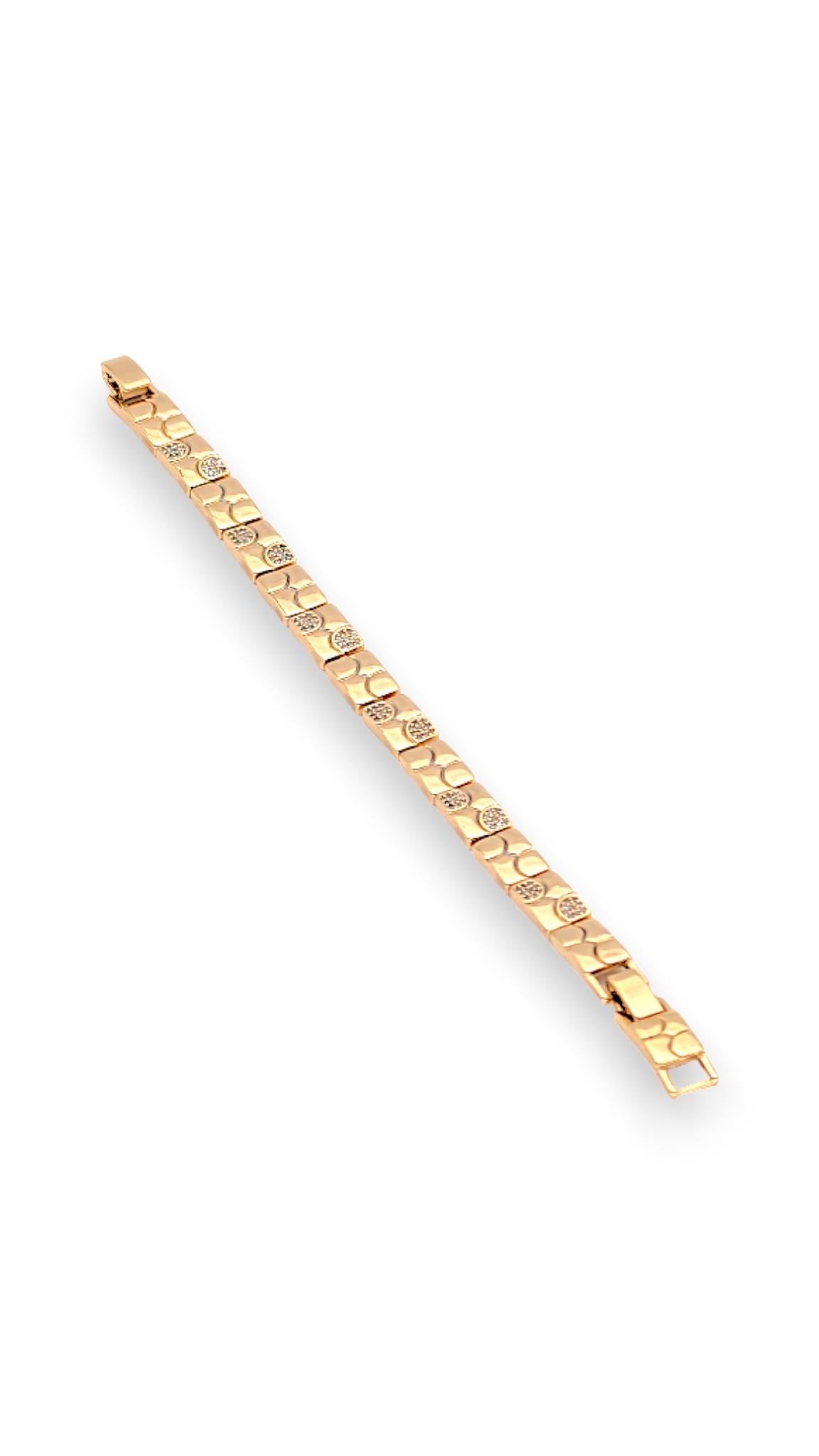 Dikdörtgen Plaka Gold Bileklik 19 cm