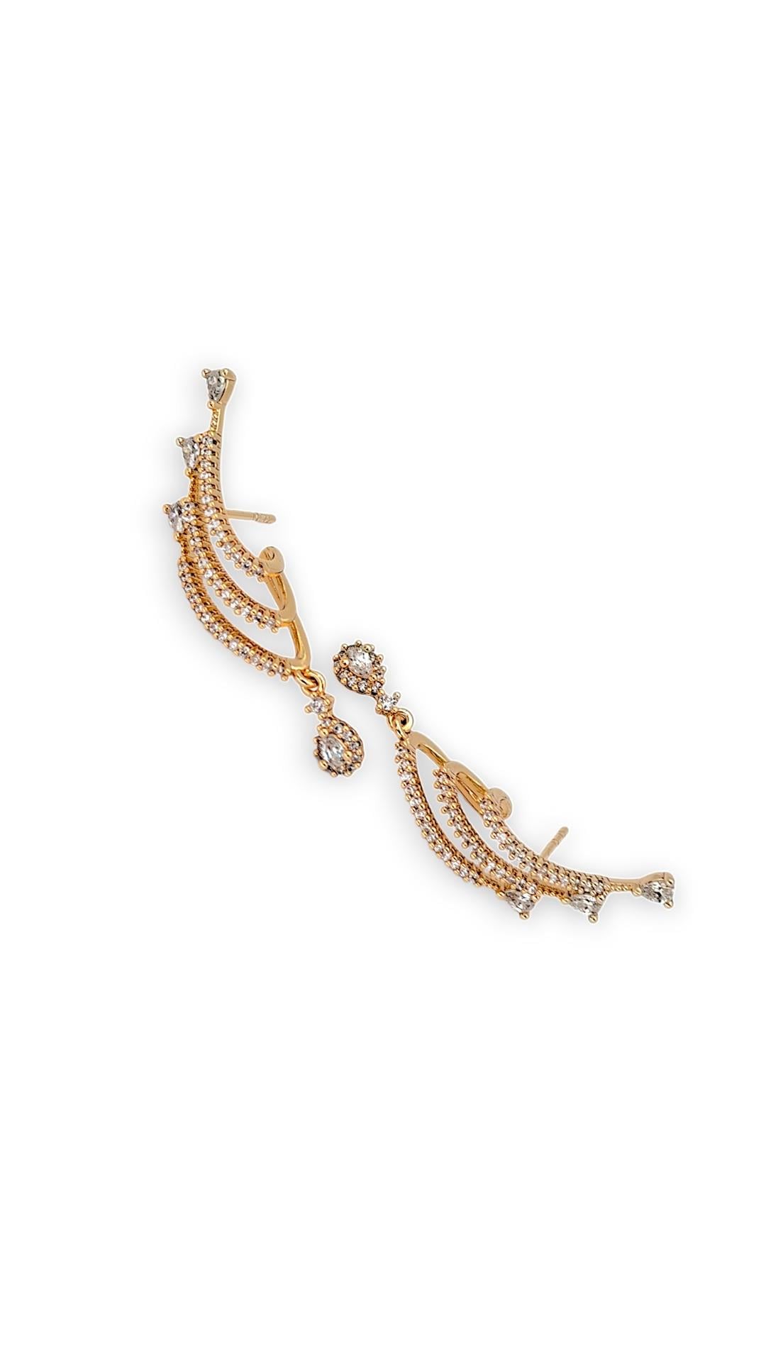 Minik Sallantalı Taşlı Üçlü Sıralı Taşlı Gold 3.5cm