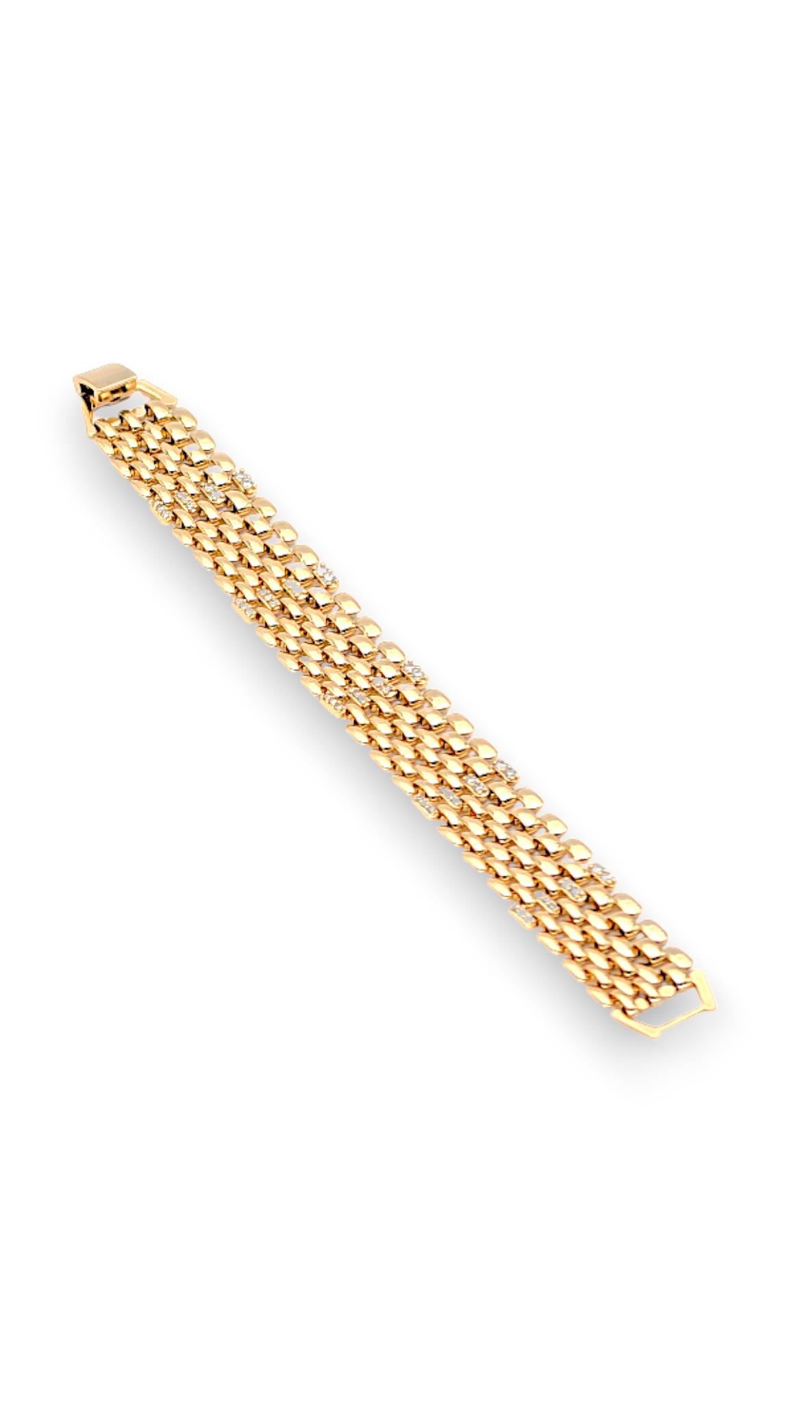 Plakalı Arası Taşlı Gold Bileklik 19cm
