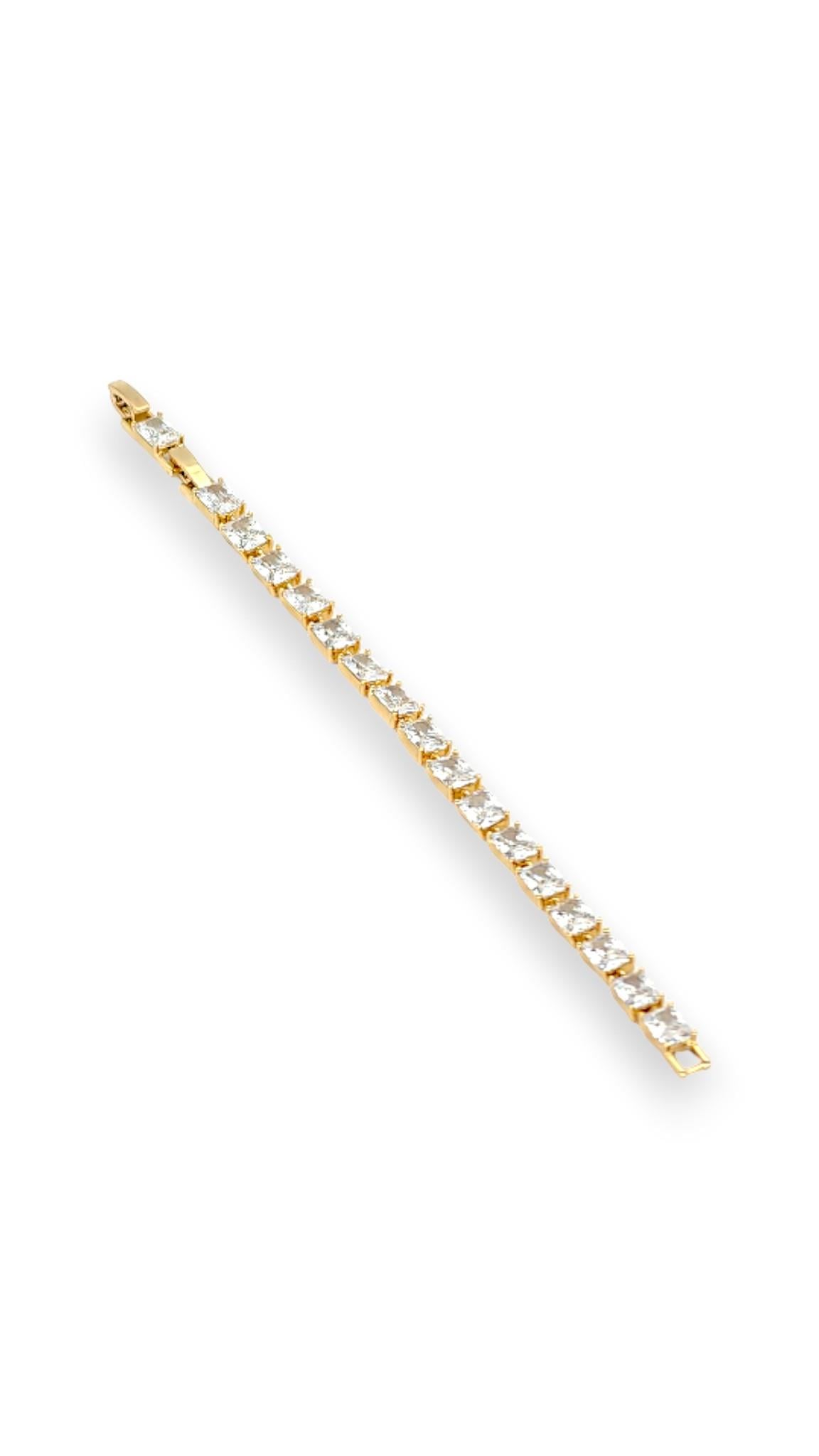 Sıralı baget taşlı 14 K gold 18 cm bileklik