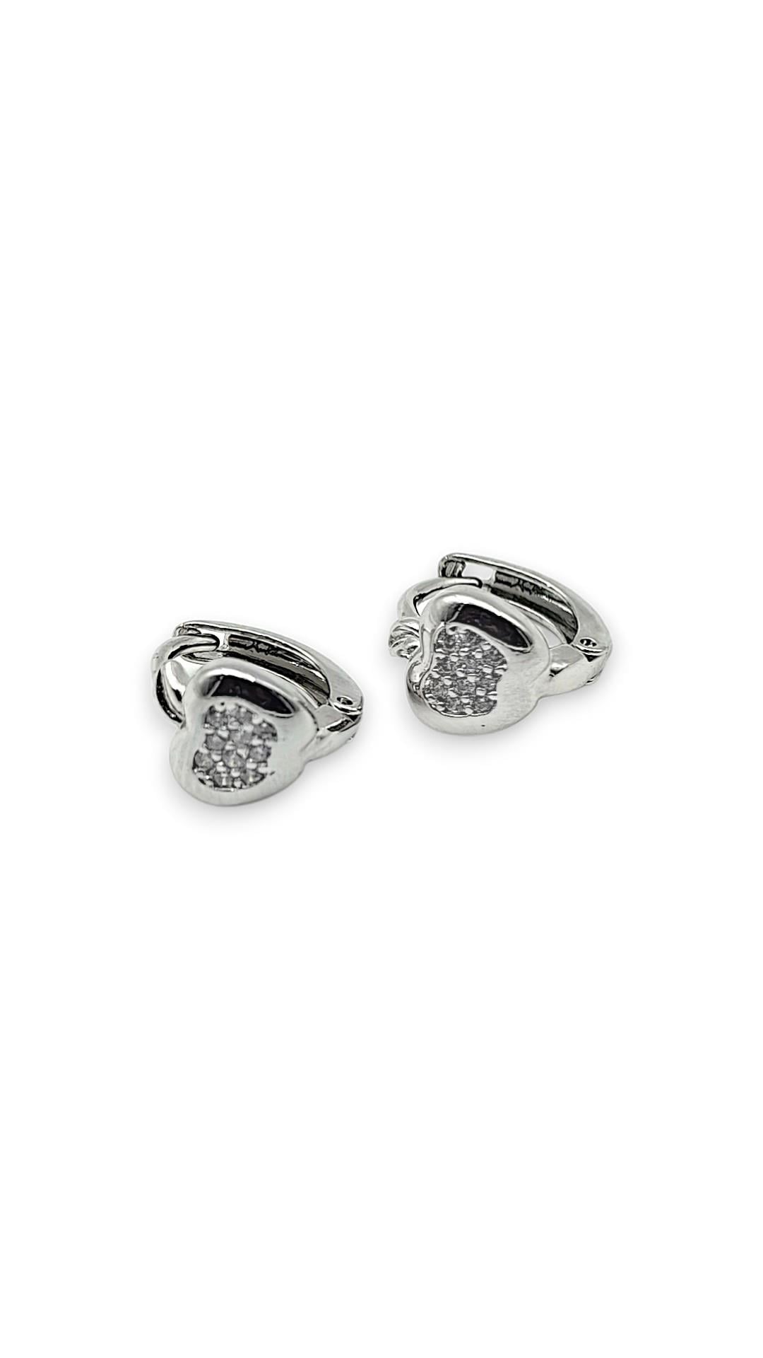 Taşlı Elma Silver Halka Çocuk Küpe 1cm