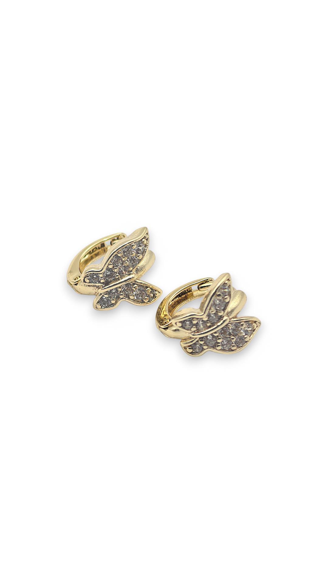 Taşlı Kelebek Çocuk Küpe 14K 1cm