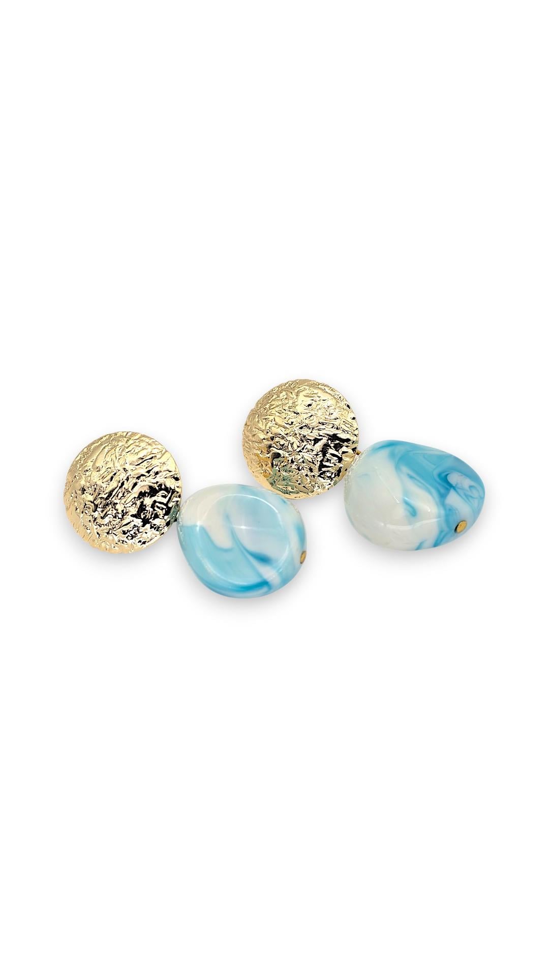 Turkuaz Ebruli Küpe 5cm