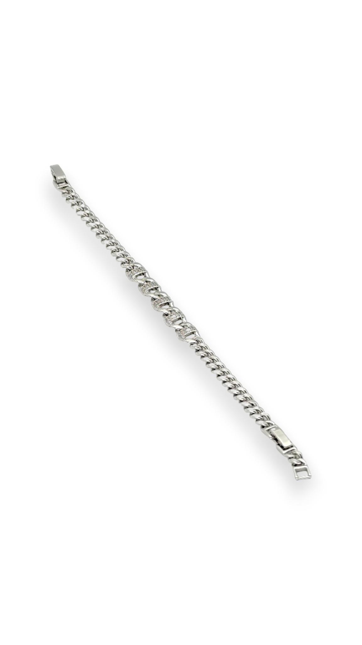 Zincir detay ortası 5 taşlı silver 20 cm bileklik