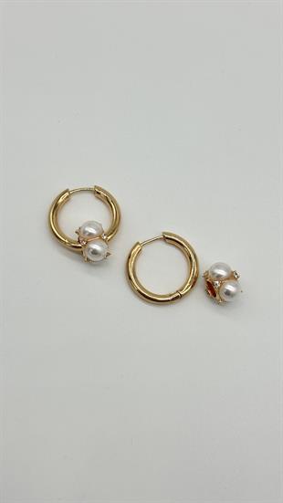 İnci Halka Detay Orta Boy Halka Küpe