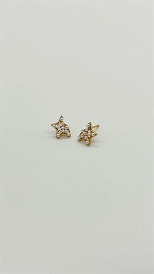 Minik İncili Yıldız Küpe