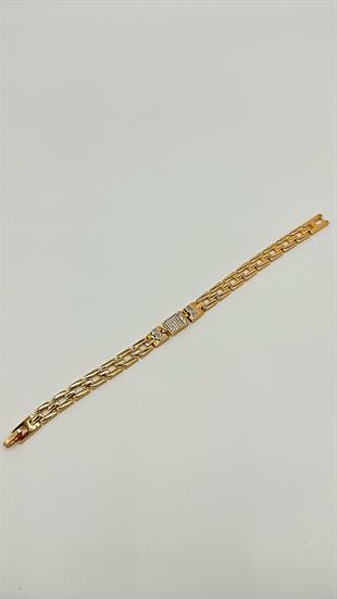 Ortası taşlı plakalı bileklik 