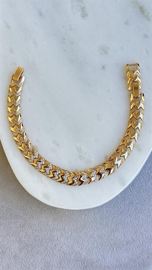 W Plaka Taşlı Bileklik 19 cm