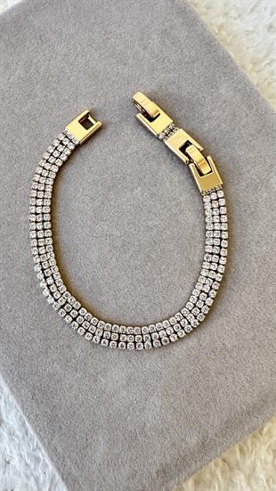 Zirkon Taş Üçlü Su Yolu Bileklik