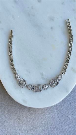 Zirkon Taşlı Silver Bileklik 20cm