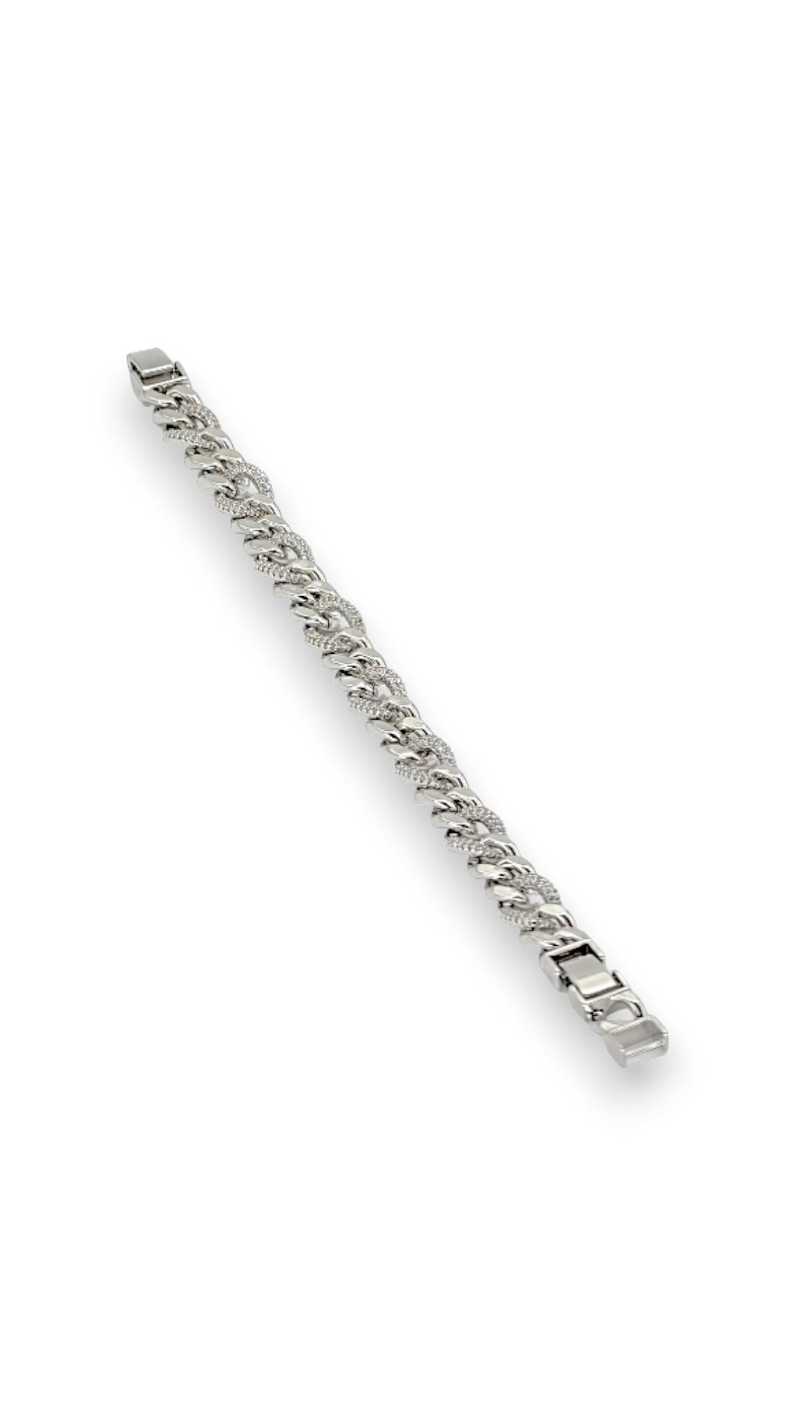 Aralıklı Taşlı Nostaljik Bileklik Silver 19cm