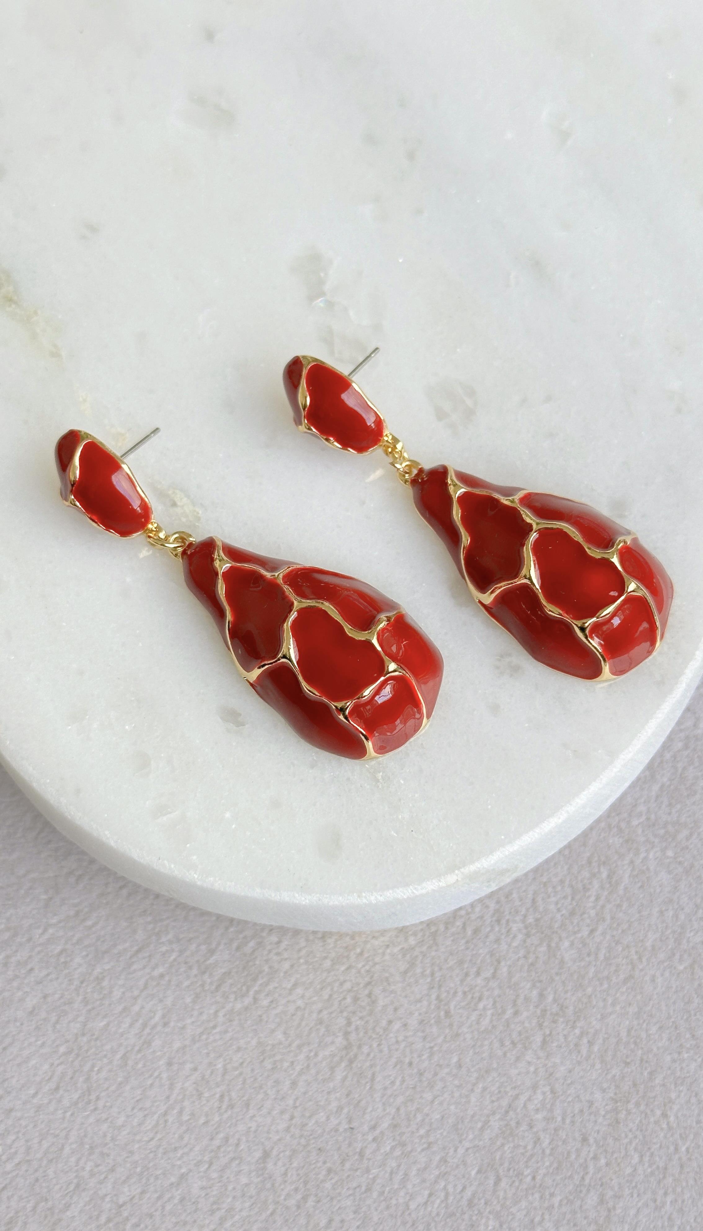 Bordo Damla Gold Küpe 5,5mm