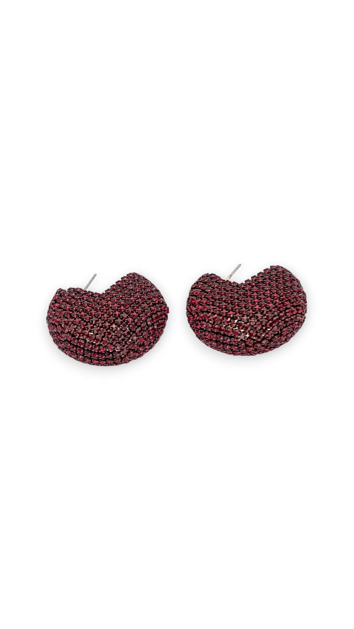 Bordo Taşlı Küpe 3cm