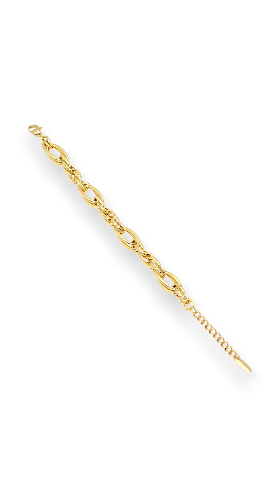 Çift Boyutlu Geometrik Bileklik 14K Gold 22cm