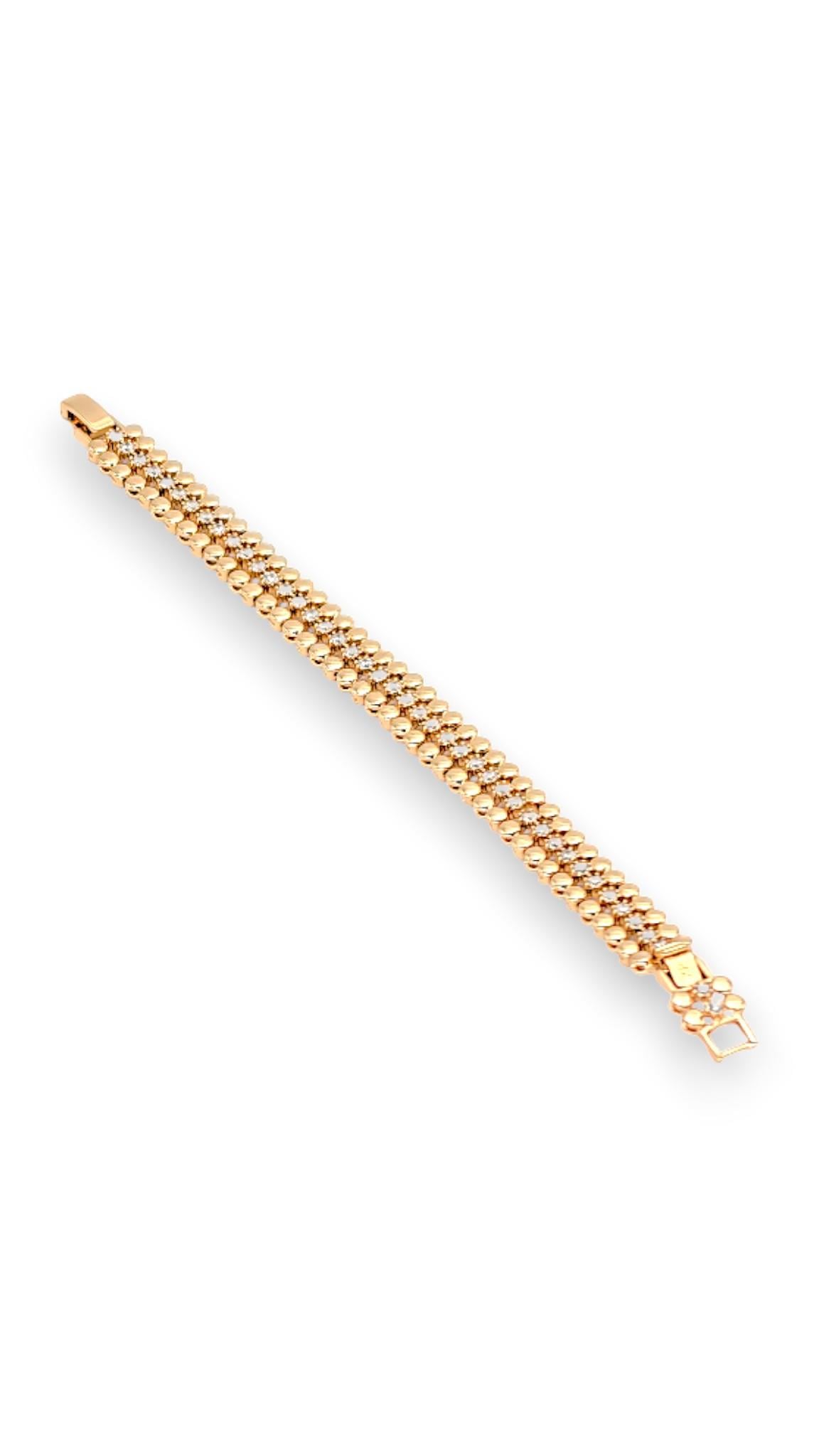 Çift Sıra Plaka Ortası Taşlı Bileklik 19 cm