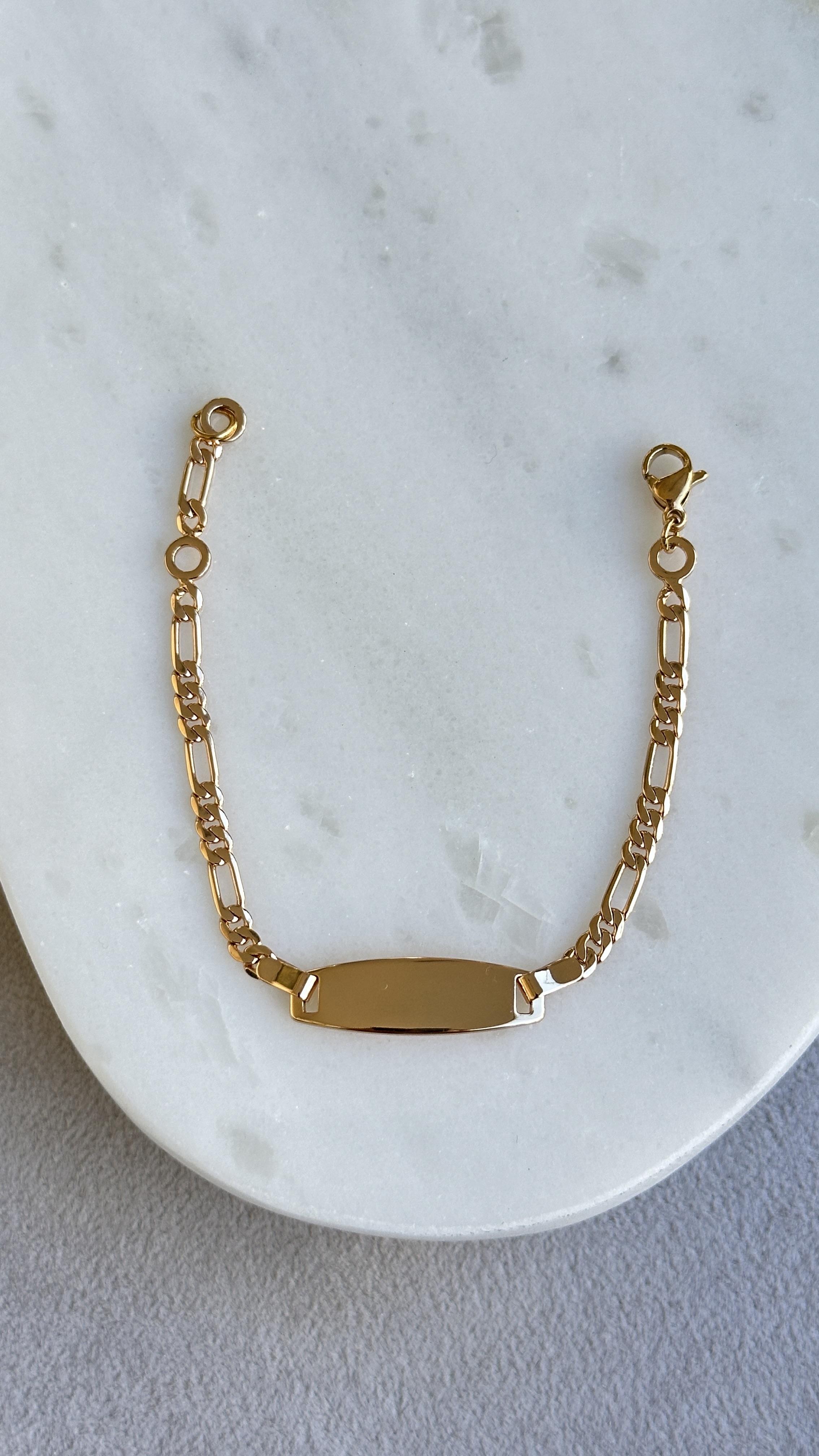 Çocuk Künye Gold Bileklik 16cm