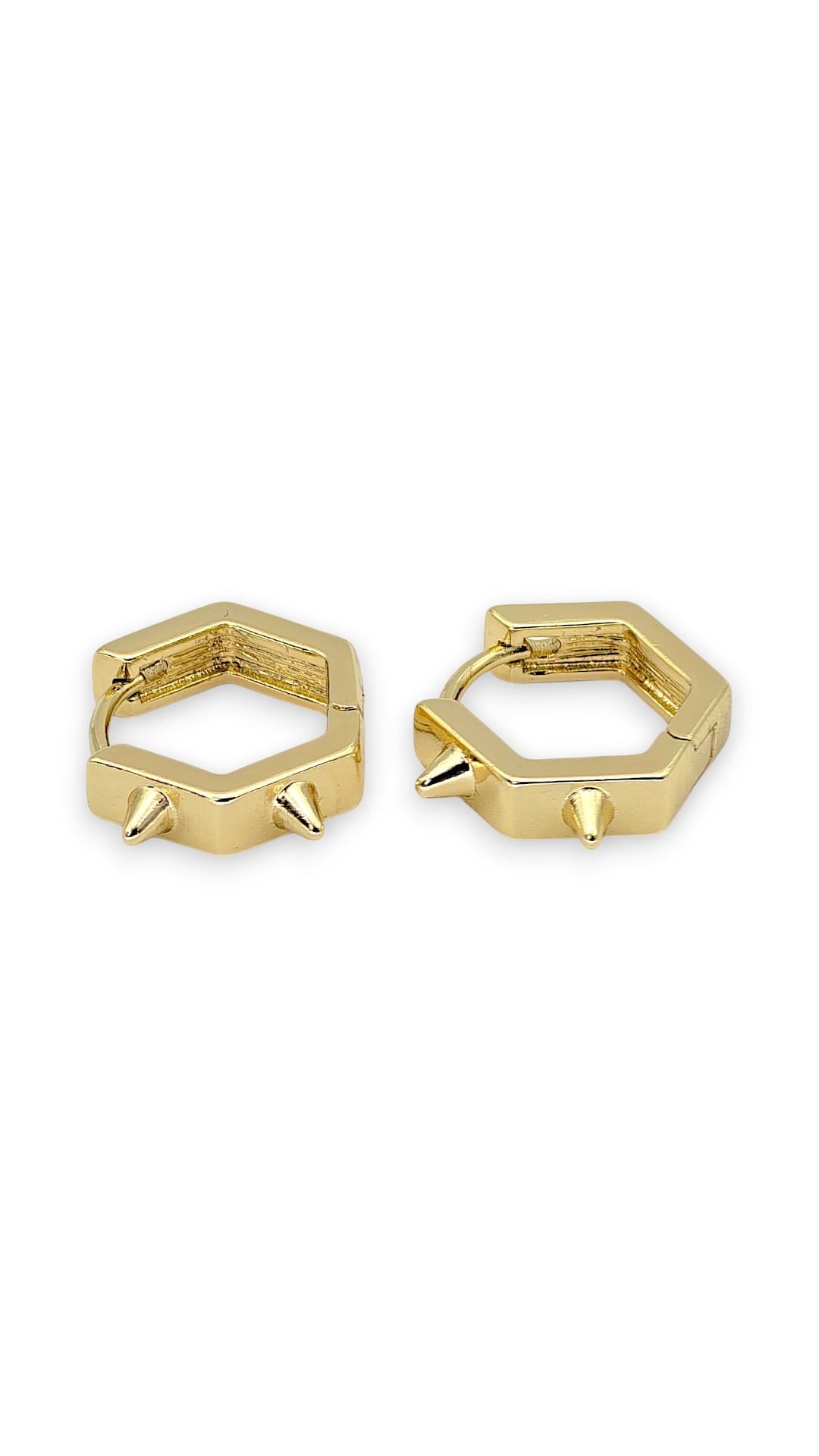 Dikenli Köşeli Küpe 14K Gold 1cm