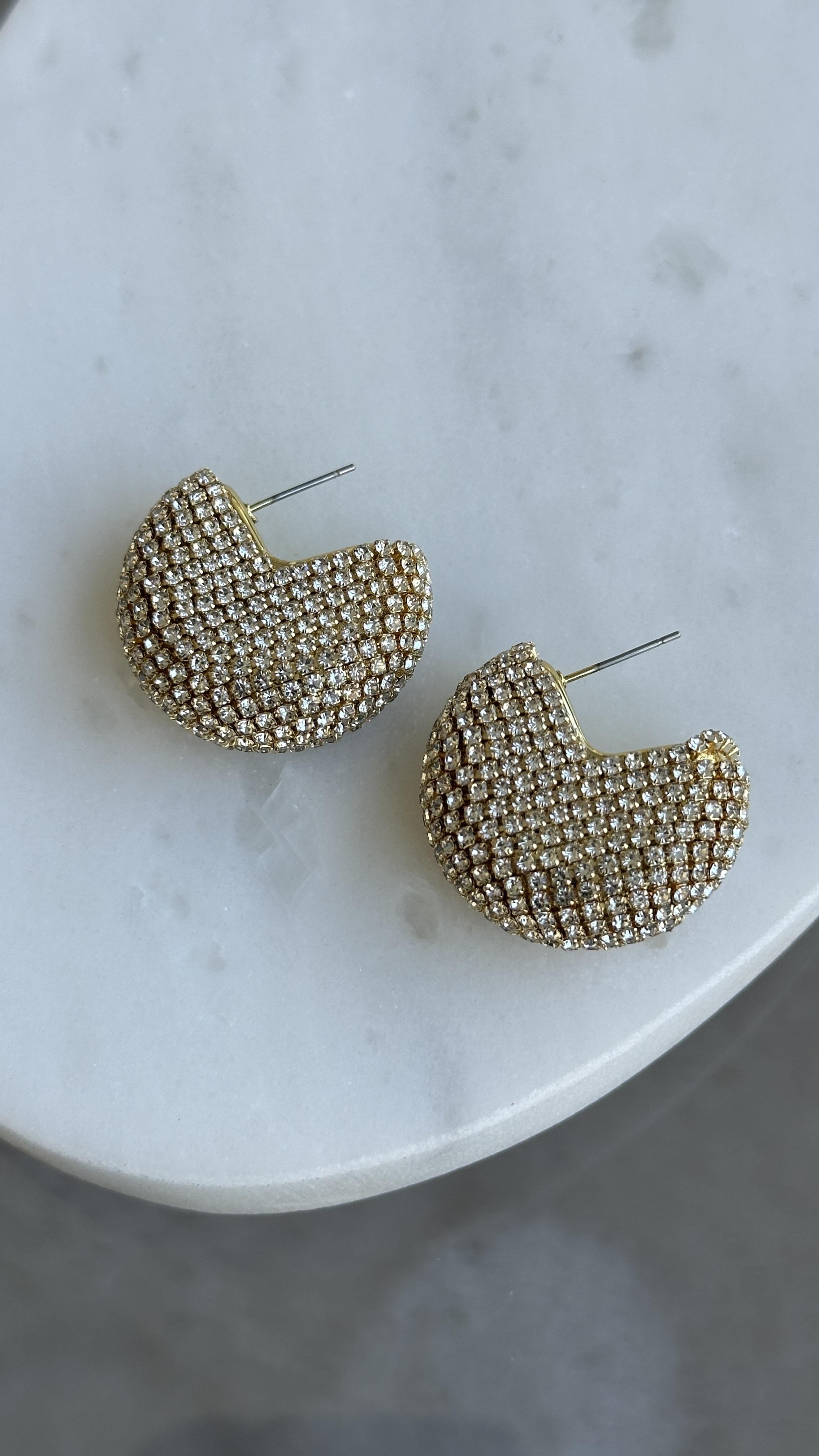 Gold Taşlı Küpe 3cm 
