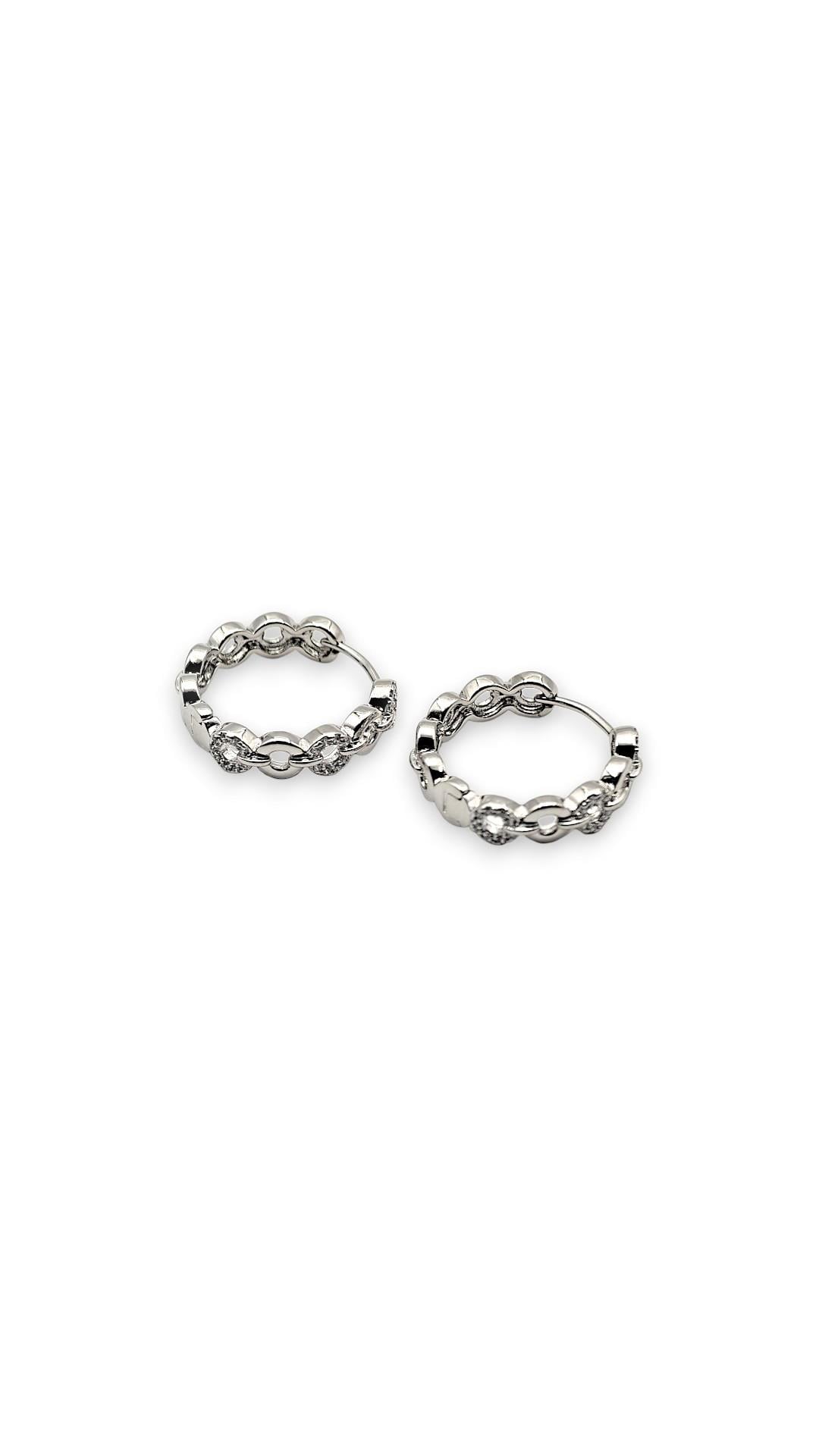 HalkalıTaşlı Halka Küpe Silver 2cm
