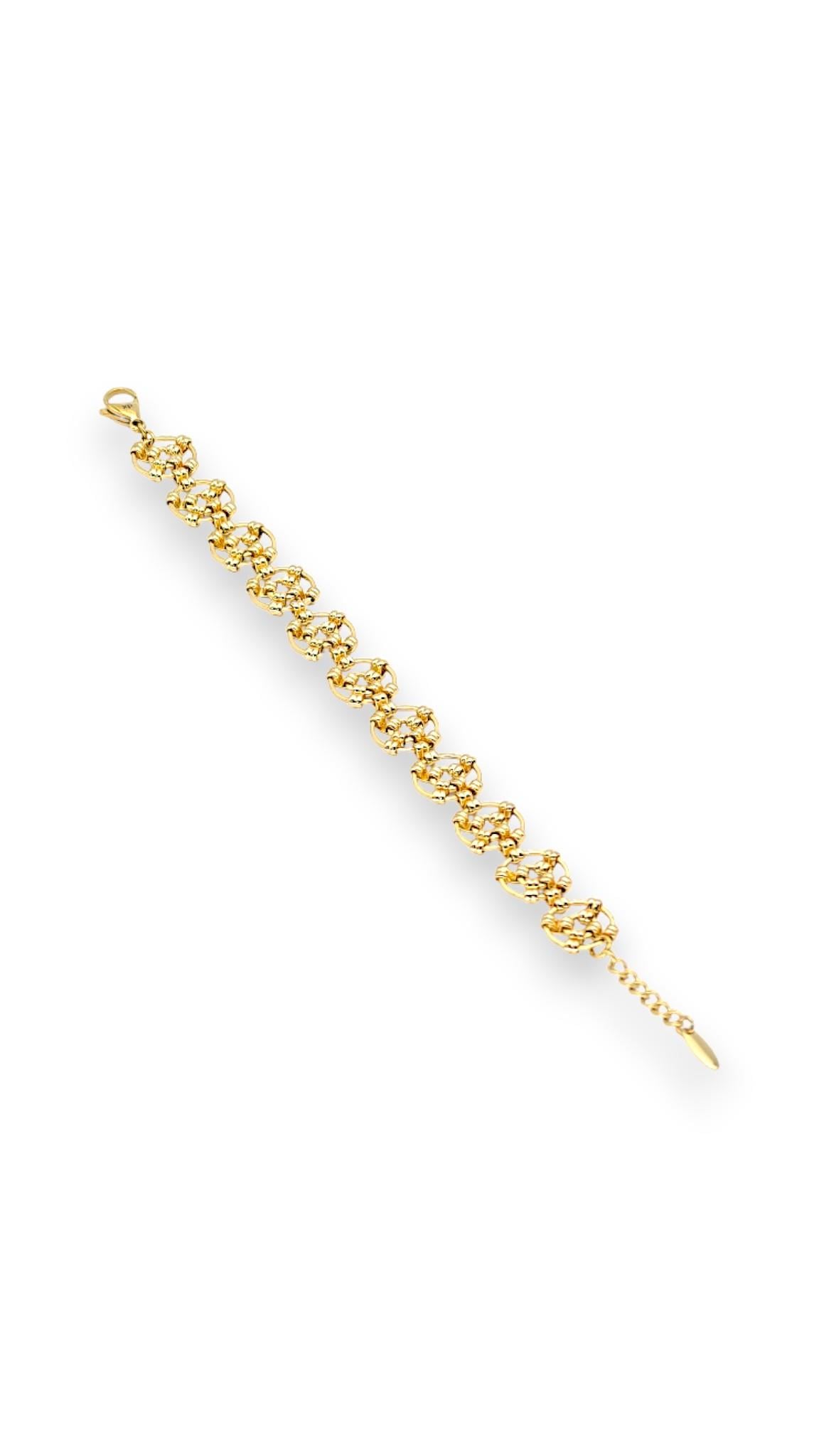 İçiçe yuvarlak zincir detaylı 14K 24 cm bileklik