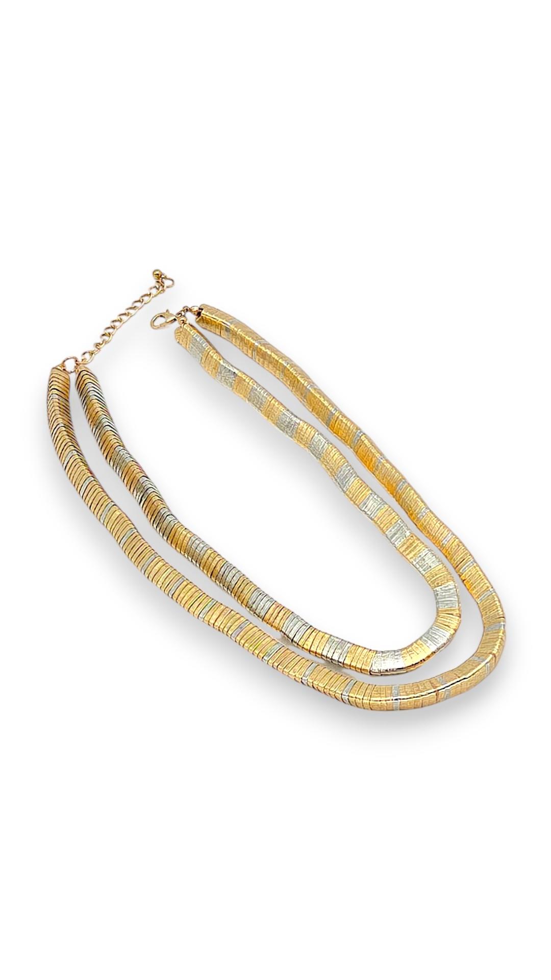 İki Renkli Metal Parçalı Kolye Gold 43cm-50cm 