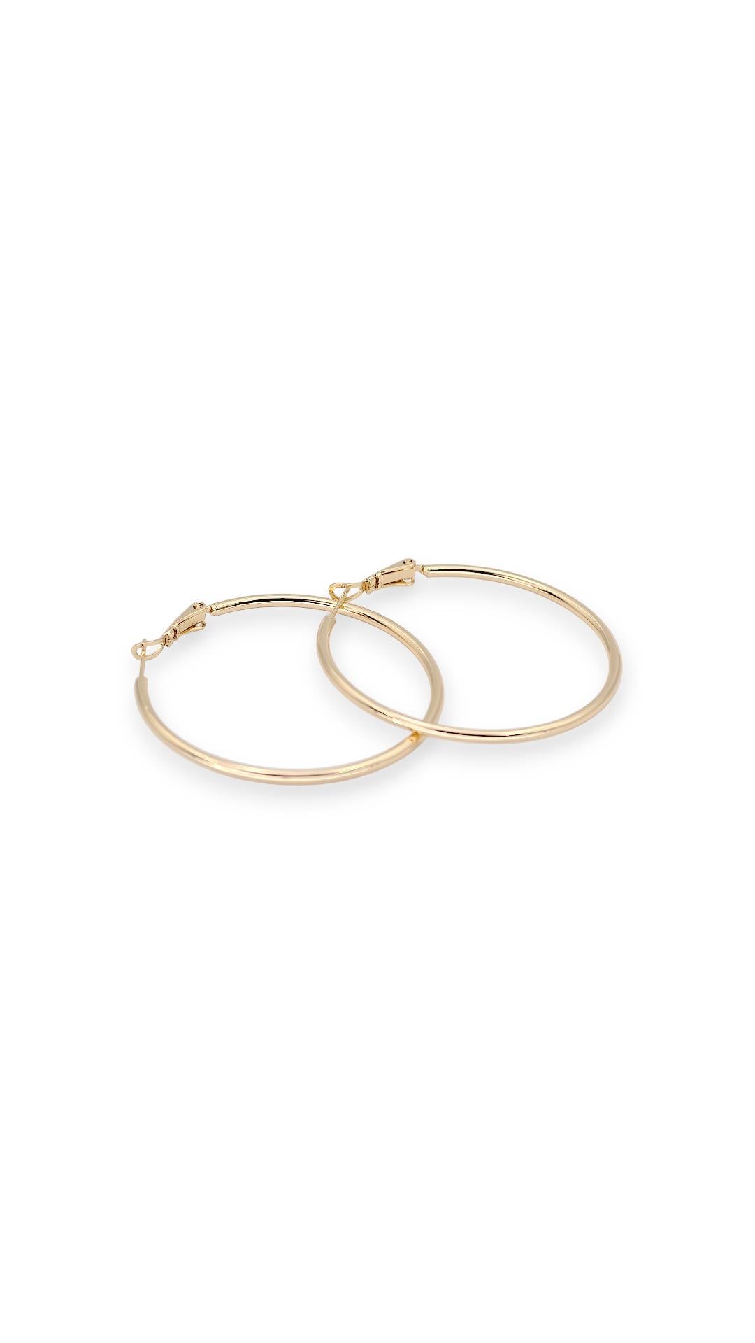 İnce Boru Halka Küpe 14K Gold 3cm