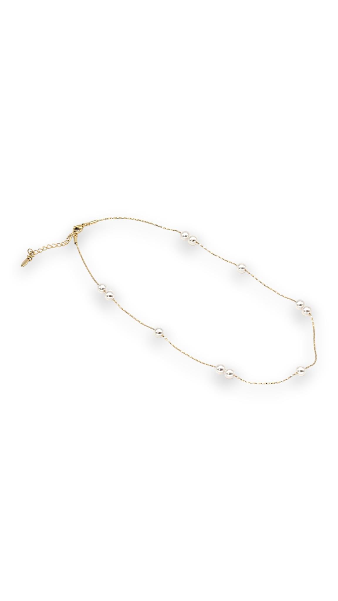 İncili Zincir Kolye 14K Gold 49cm