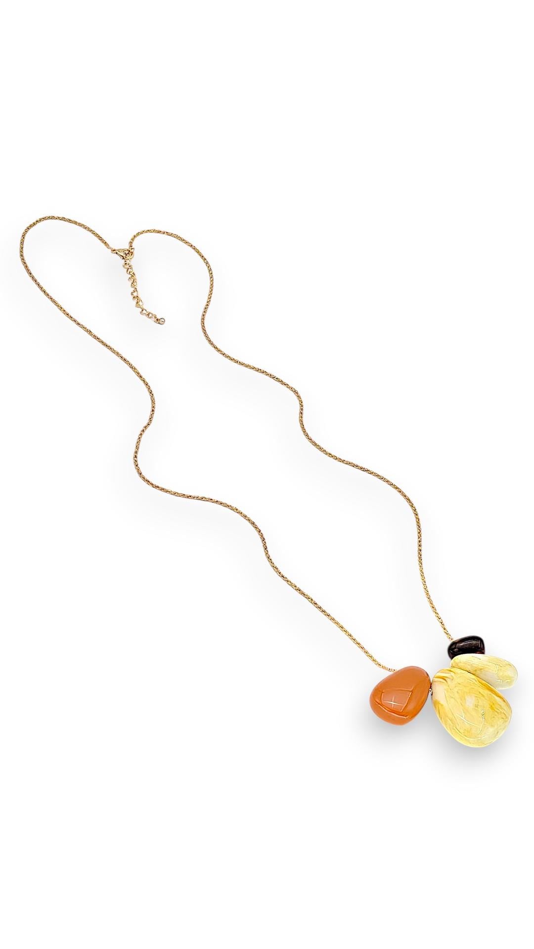 İri Çakıl Taşlı Kolye 108cm 