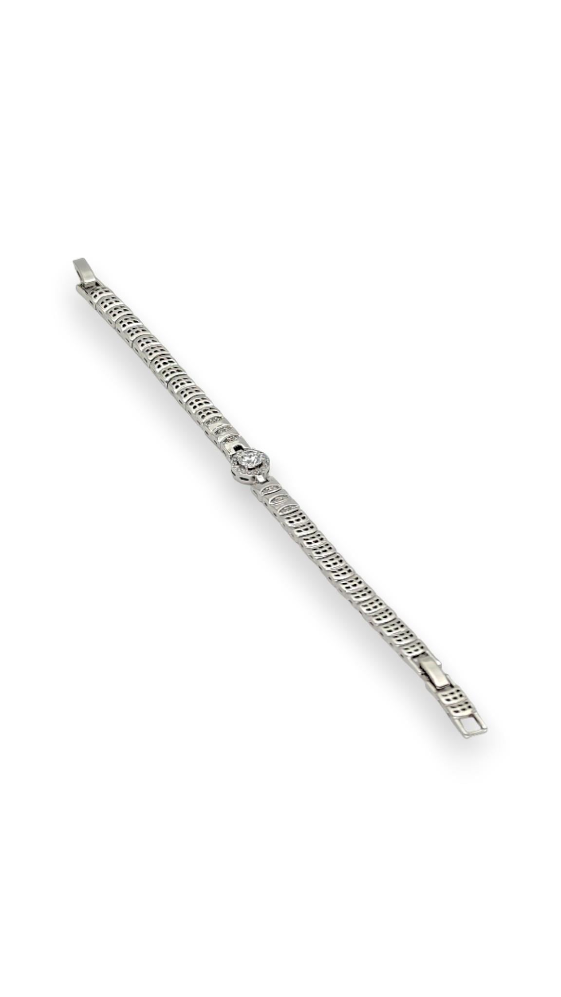 Kare Plakalı Otası Taşlı Bileklik Silver 19cm