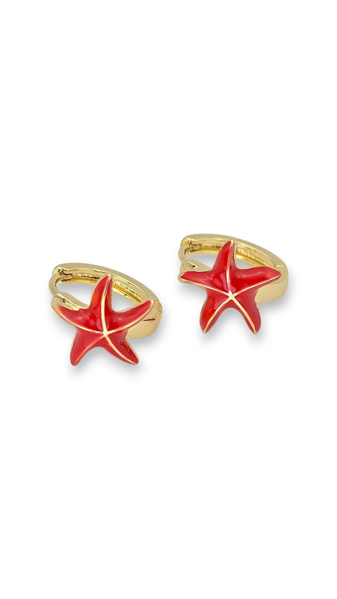 Kırmızı Yıldız 14K Çocuk Küpe 1cm