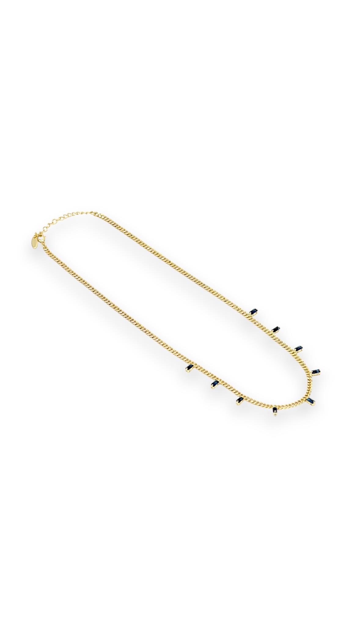 Laci Taşlı Sarkıt  Zincir Kolye 14K Gold 50cm