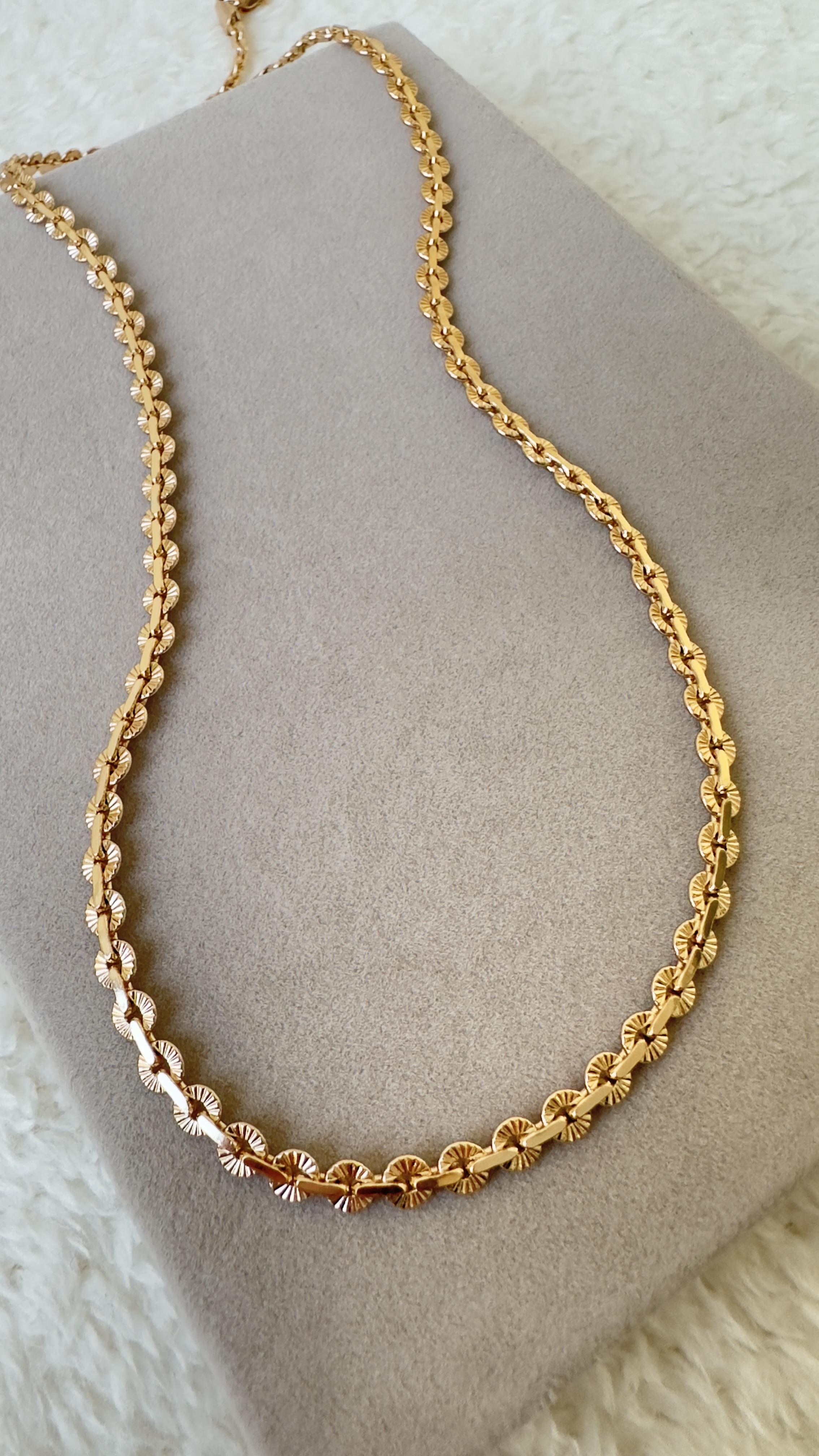 Lazer Desen Halkalı Gold Kolye