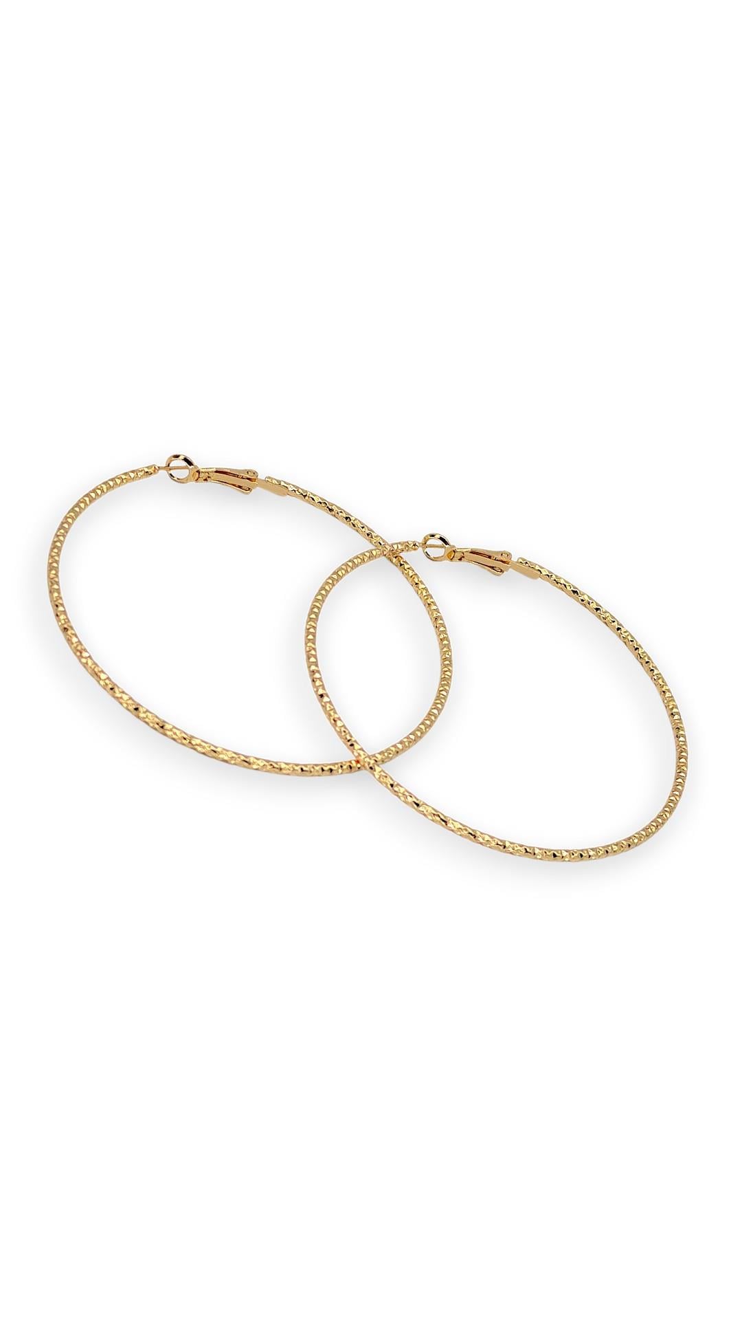 Lazer Kesim Büyük Halka Küpe Gold 6.5 cm