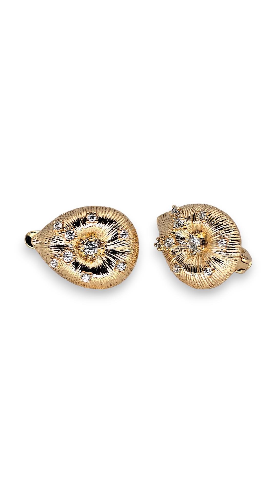 Mat Damla Taşlı Küpe Gold 14mm
