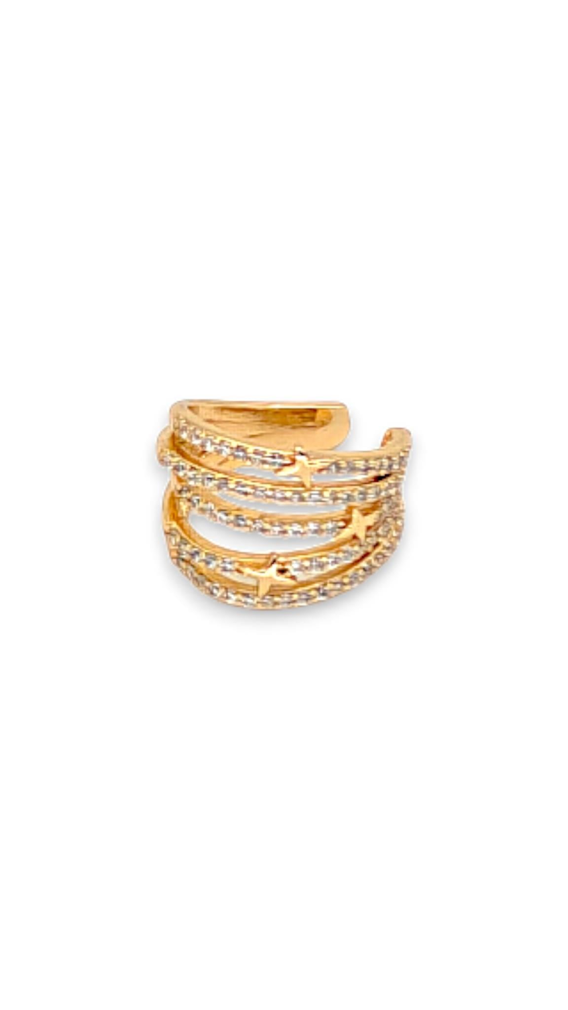 Mini Taşlı X Detay Gold Earcuff