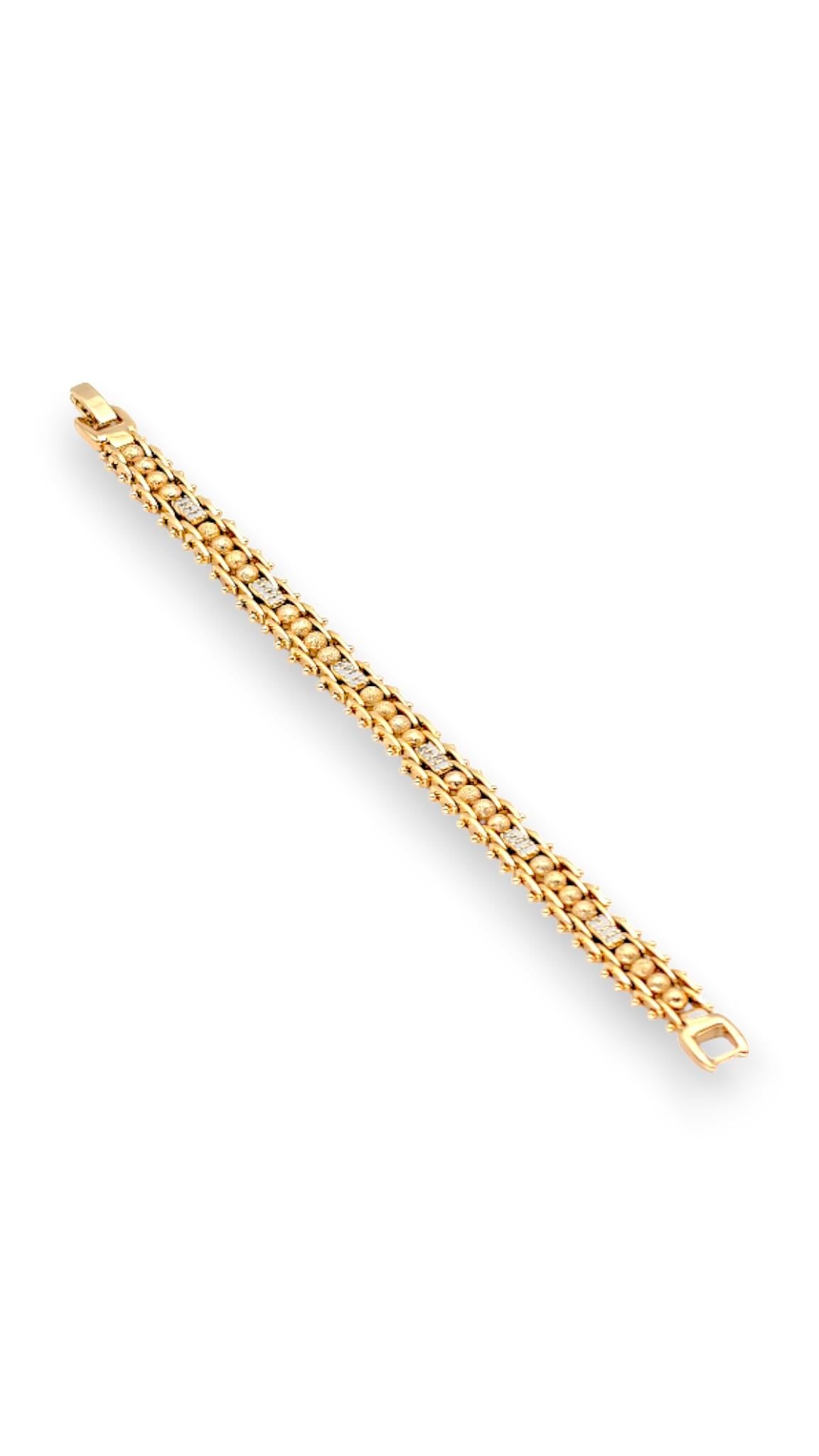Ortası Dorikalı Taşlı Gold Bileklik 19cm