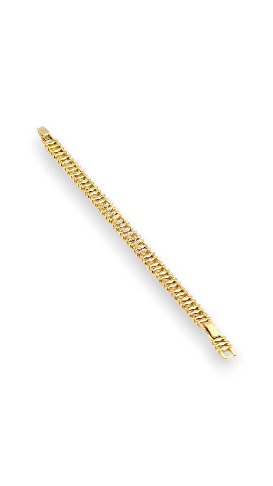 Ortası Taşlı Baklava Şekil Bileklik 14K Gold 20cm