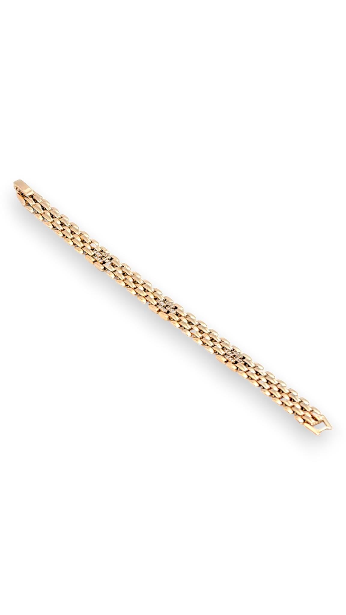 Ortası Taşlı Gold Bileklik 19cm