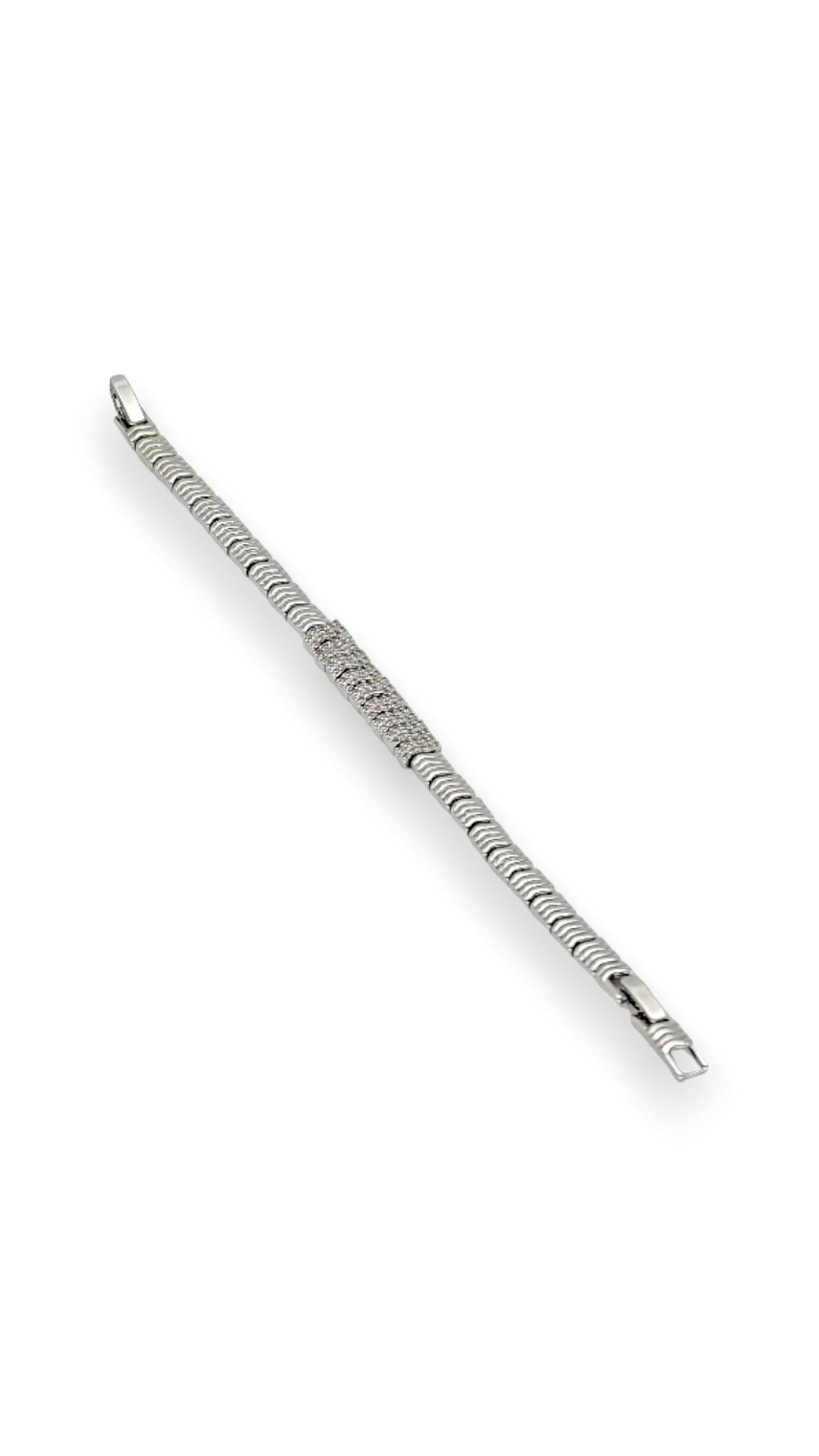 Ortası taşlı ve dalgalı silver 20 cm bileklik