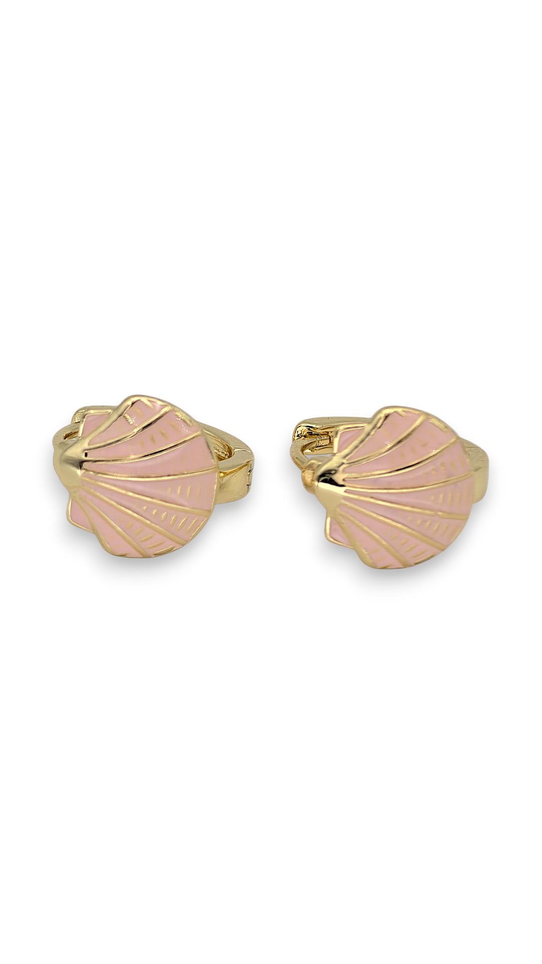 Pembe Midye Kabuğu Çocuk Küpe 14K 1cm