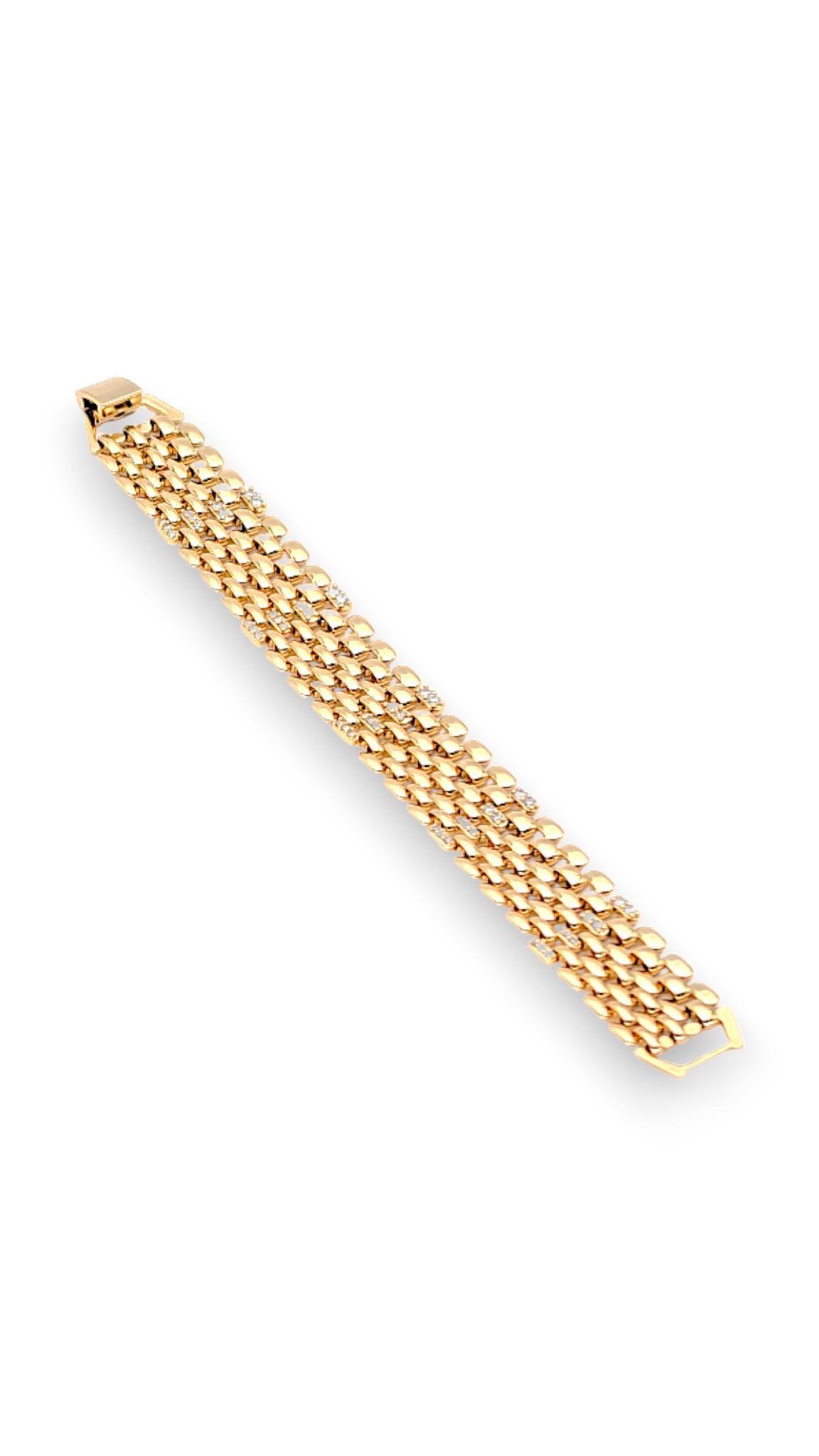 Plakalı Arası Taşlı Gold Bileklik 19cm