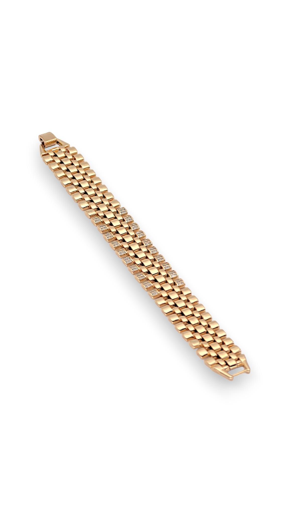 Plakalı Taşlı Gold Bileklik 19cm