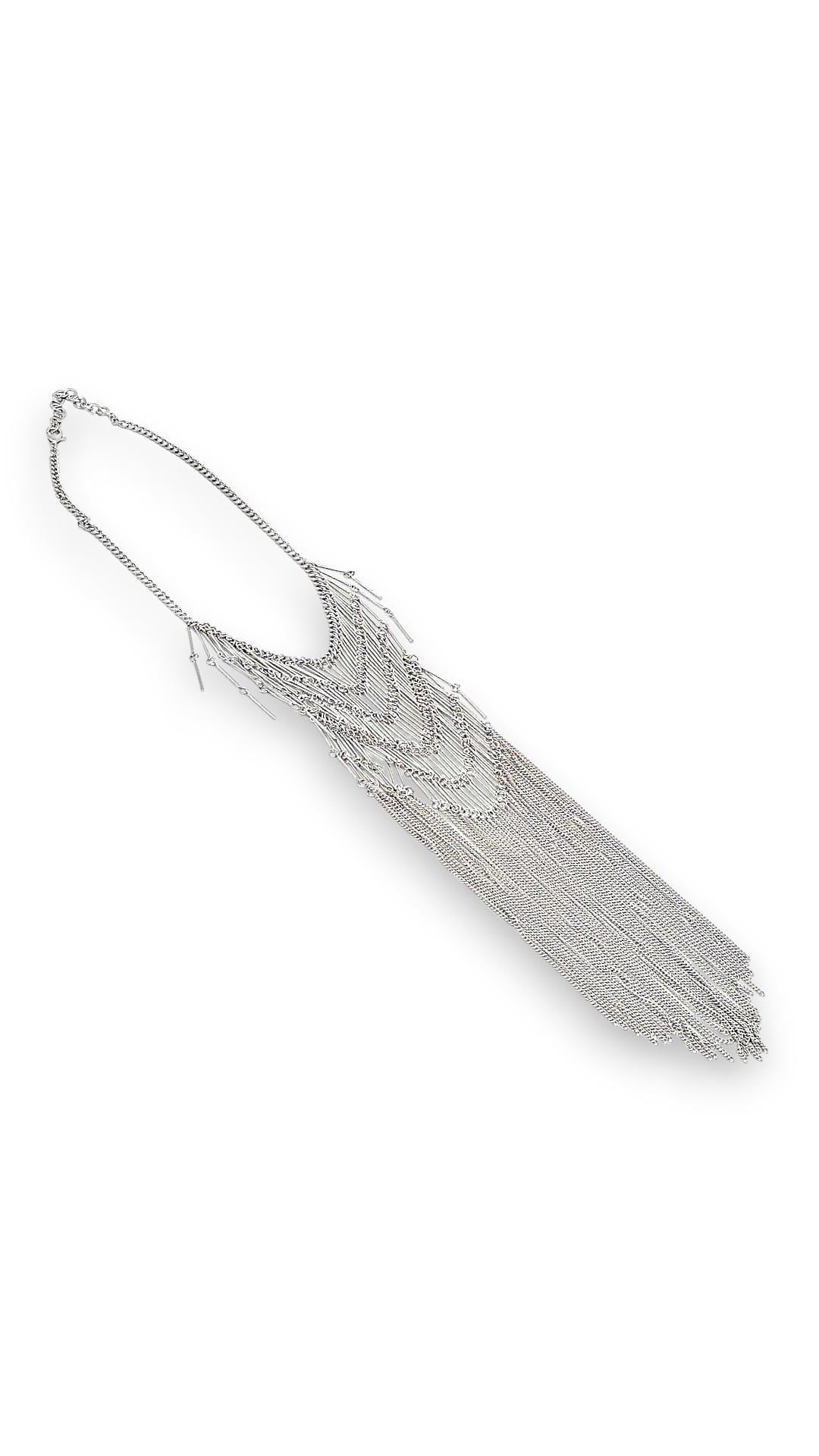 Püsküllü Plaka Silver Kolye 47cm En 27cm Boy