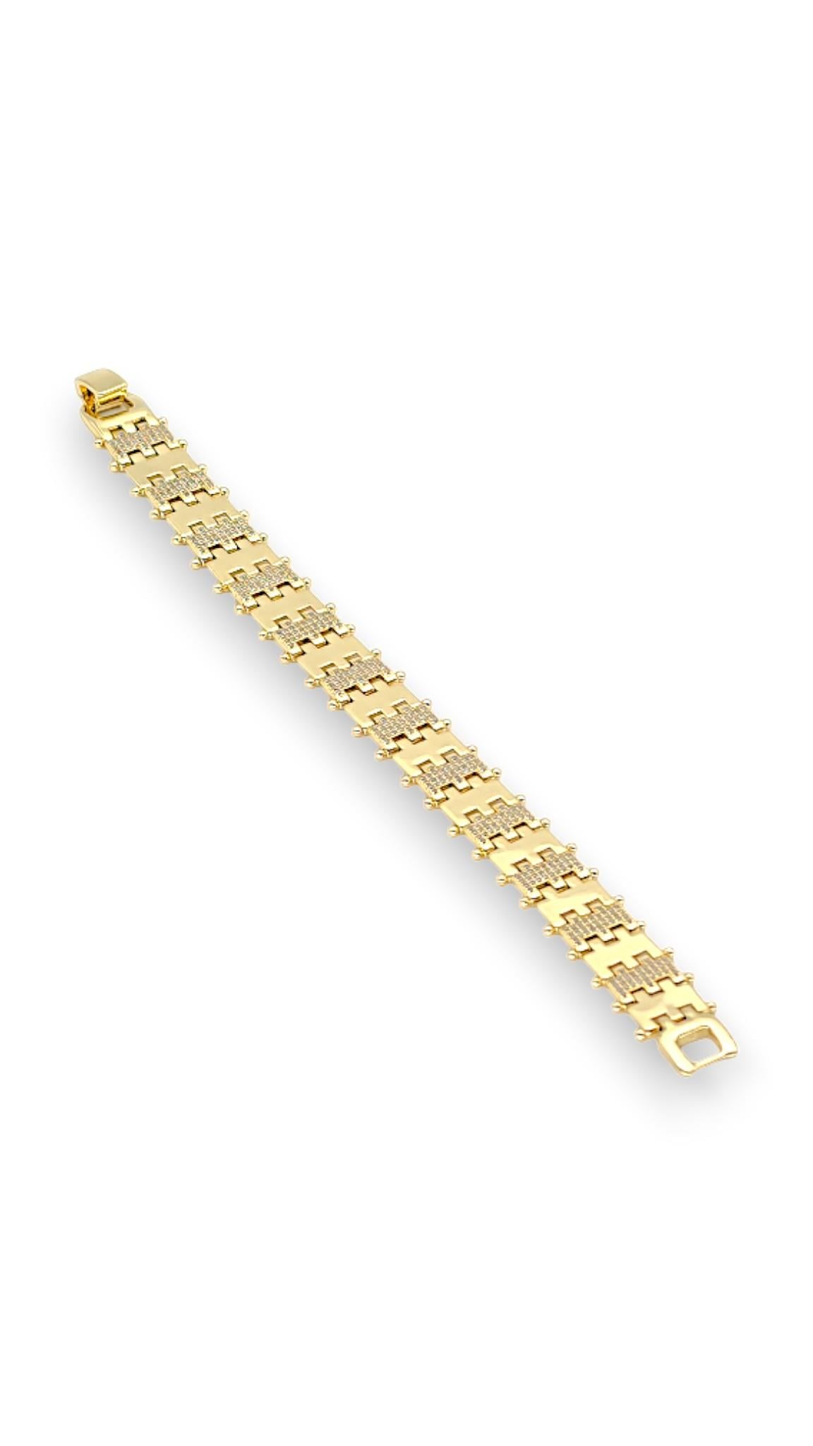 Puzzle Model Taşlı Bileklik 14K Gold 19cm